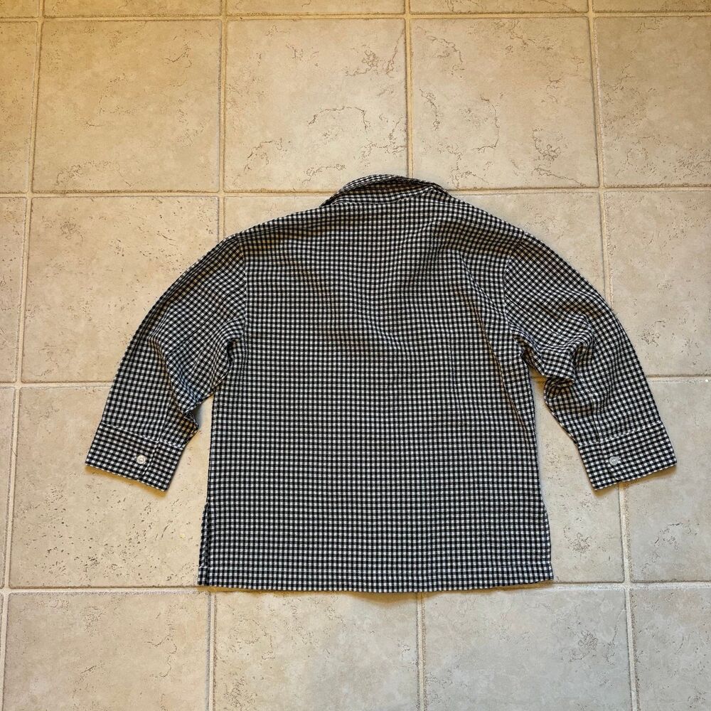 White Stag Vintage Y2K Black & White Gingham Seersucker 3/4 Sleeve Shirt Size S - Picture 2 of 3